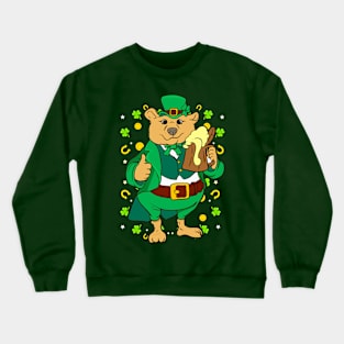 Irish Bear Leprechaun Beer St Patricks Day Crewneck Sweatshirt